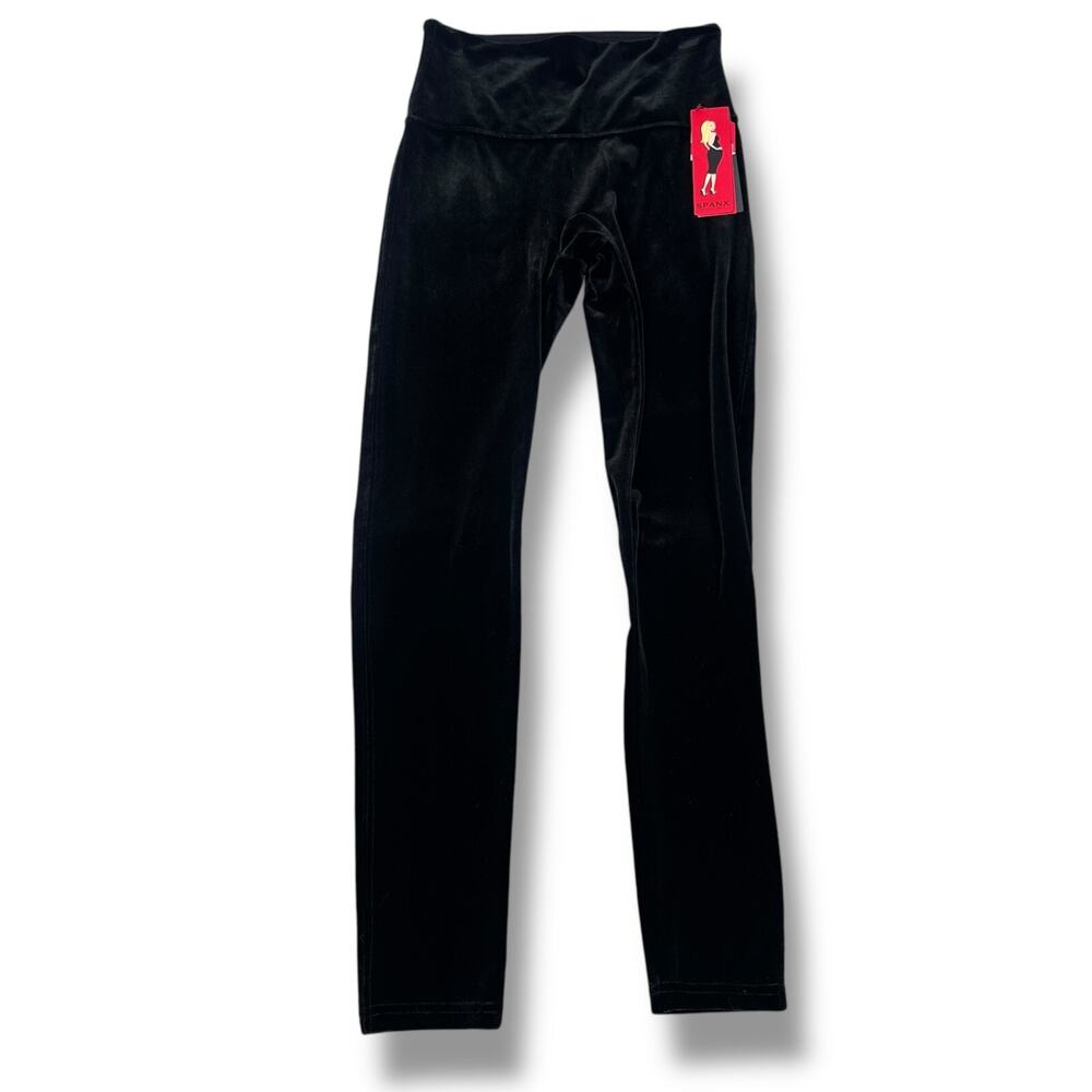 Spanx Ready To Wow Velvet Leggings Women’s Large Black High Rise Pull On NWT New